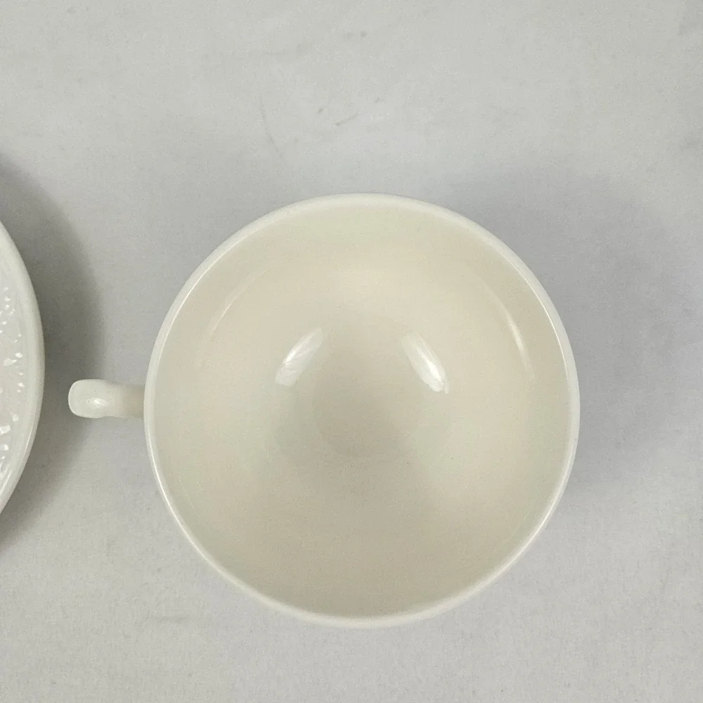 Homer Laughlin Teacup & Saucer Set Farm Scene Vintage Pastoral Green